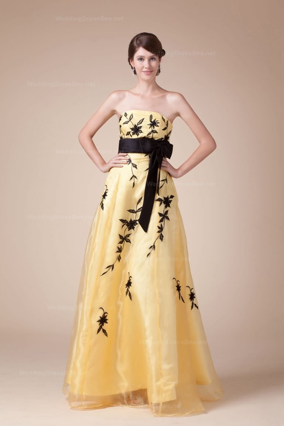 Glamourous Scattered Embrodiery Organza Over Elastic Satin Evening Dress