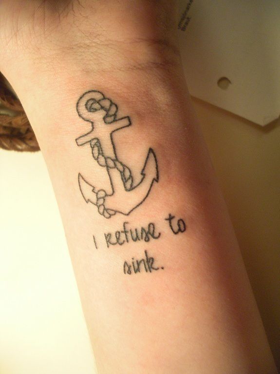 Refuse to sink. I want this to cover up the tat on my foot, but the anchor would