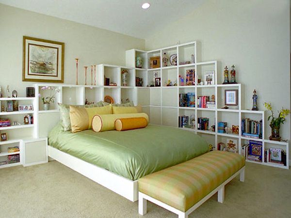 Bedroom Storage Ideas. Bookshelf idea is cool