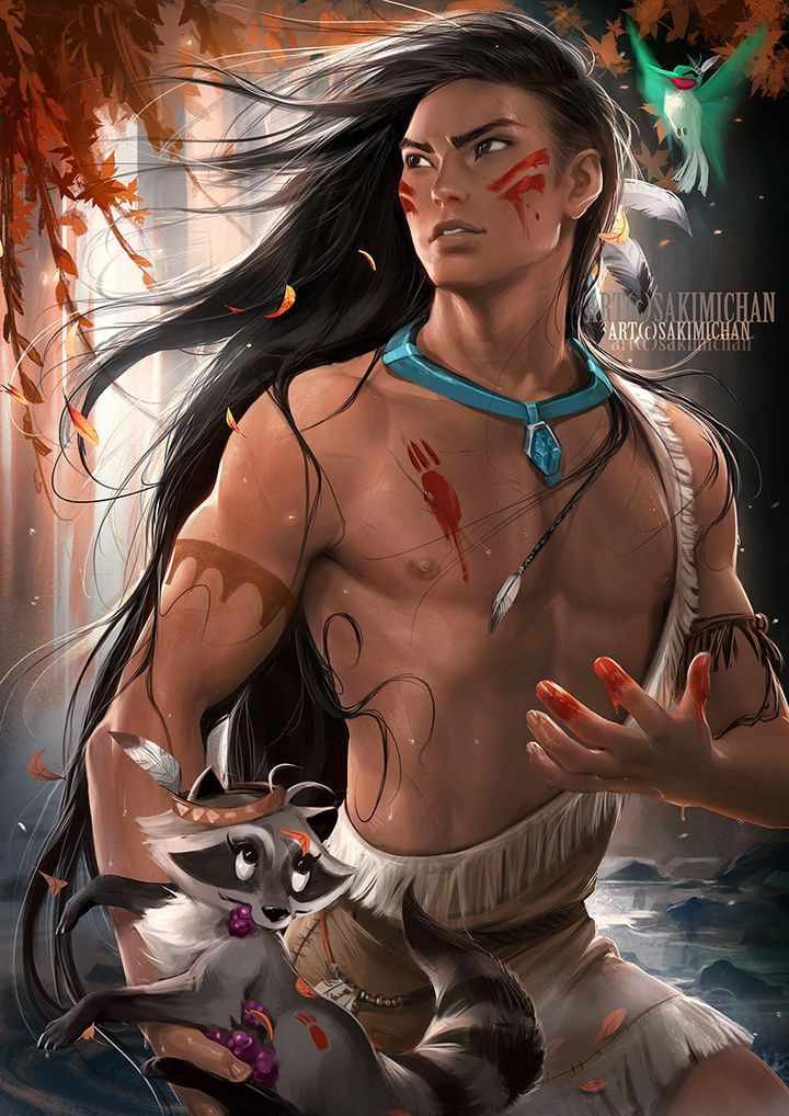 Cant get over these photos of Disney princesses drawn as men! Pocahontas is the