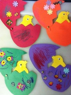Easter Crafts for Kids of All Ages including these cute peekaboo chicks
