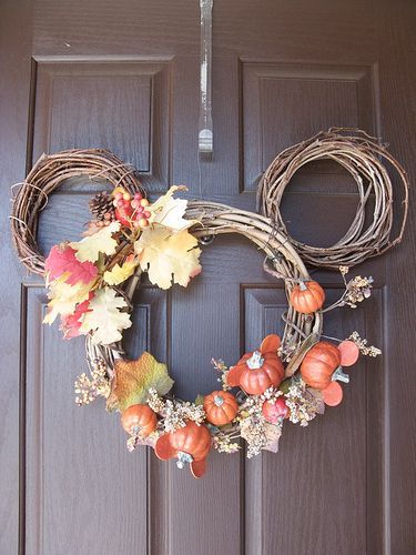 Fall Mickey Wreath — although you could use different flowers and colors and ma