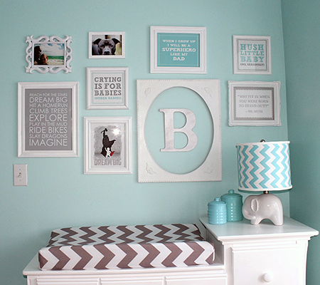 Funky Frame Collage – Modern Nursery Trend Watch: Gray & Teal | Disney Baby