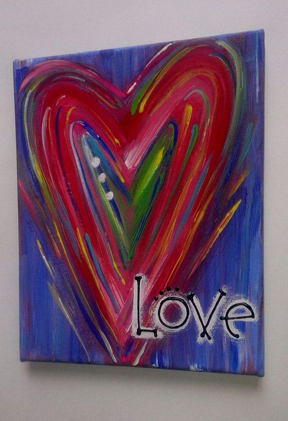Heart Love Canvas Painting on Etsy, $15.00