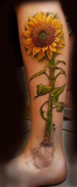 Sunflower Tattoo | Frederick Bain…..Best sunflower tat Ive seen yet. Just gorg