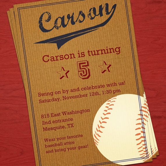 Vintage baseball birthday invitation