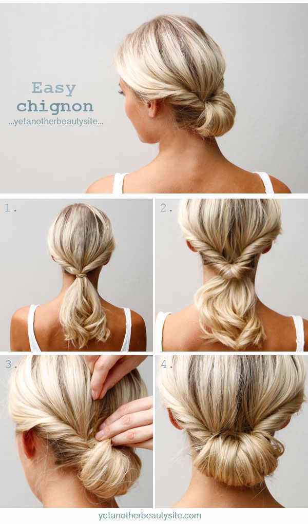 A twist, a flip, and a couple of pins: great for medium-length hair.
