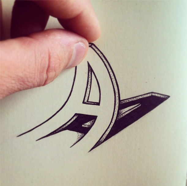A – typographic illustration by Swiss artist Cyril Vouilloz (aka Rylsee)