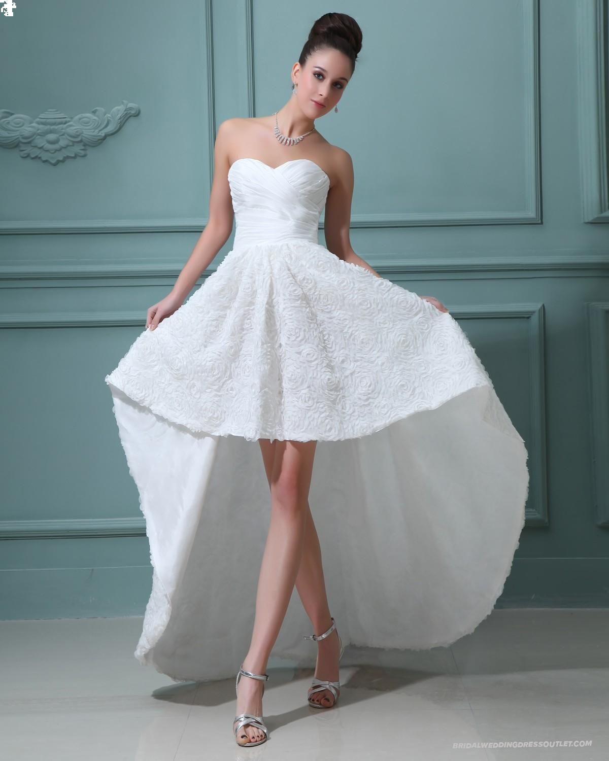 Asymmetrical Sweetheart Mini Wedding Dress  A-line/Princess, High-Low, Natural,