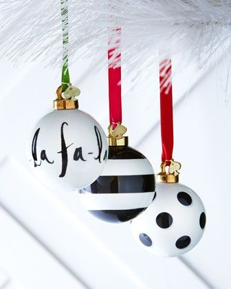 Black & White Christmas Ornaments by kate spade new york at Horchow.