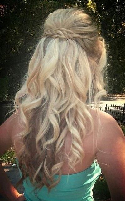 Long Curly Hairstyles 2014: Waterfall braid with curls for Kellys wedding
