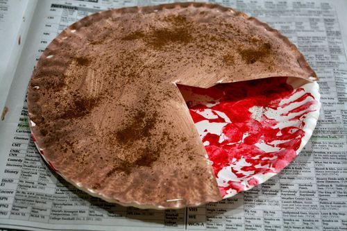 Painted and Stamped Apple Pie Craft: made from paper plates with scented paint a