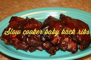 Slow Cooker Baby Back Ribs, homemade rub, with sweet baby rays bbq sauce!
