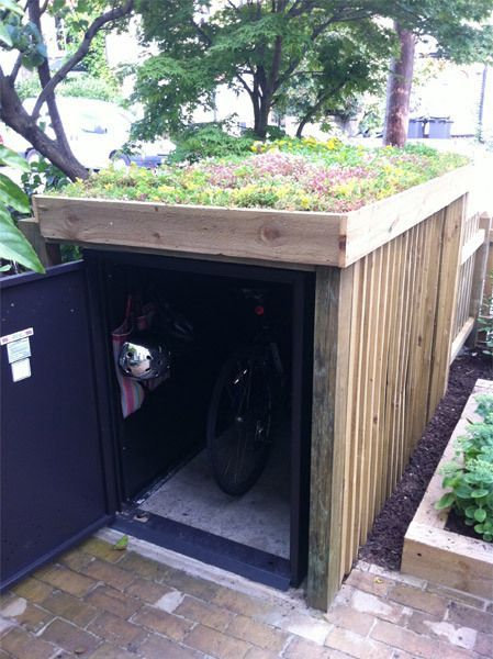 bike locker – love this with the garden on top!