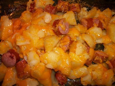 Cheesy Potatoes and Smoked Sausage:  So good, but so bad for you! Ive made sausa