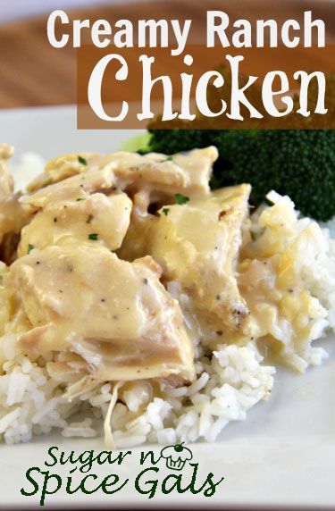 Creamy Ranch Crock Pot Chicken: 6 chicken breast, 2 Can (8 oz) cream of chicken