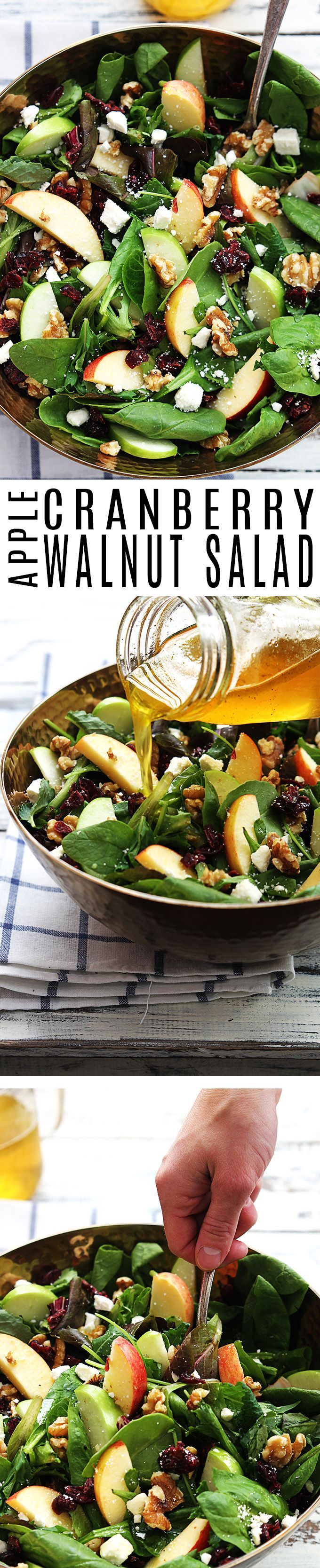 Crisp apples, dried cranberries, feta cheese, and hearty walnuts come together i