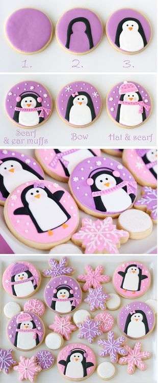 cute cookies Winter Penguin Cookies Tags:cookies,diy,food,winter,christmas,sugar
