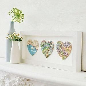 DIY Home Decor Wall Art: DIY Ombre Heart Maps His and hers birth place and in mi