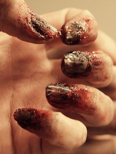 For a less subtle look: crusty zombie nails. | 27 Disgustingly Awesome Ways To T