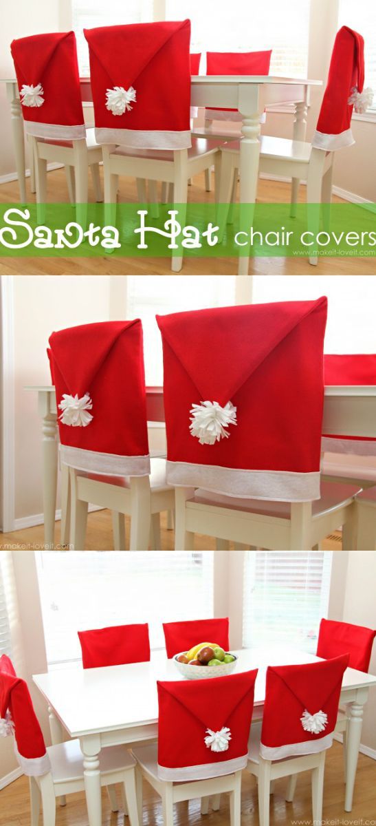 Holiday  DIY  Tutorial  Santa Hat Chair Covers. These would be great made with t
