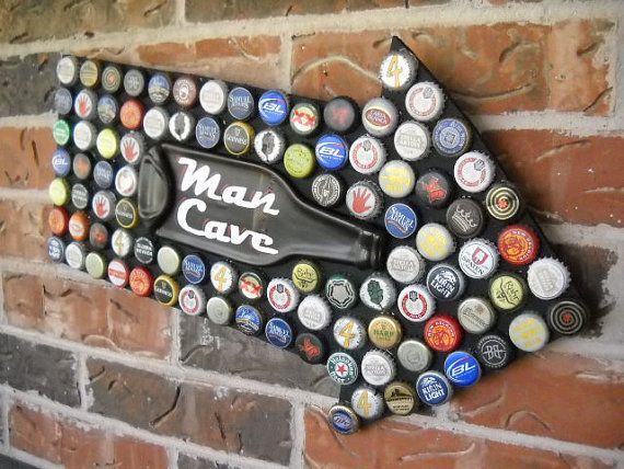 Man Cave Sign Beer Bottle Caps Mosaic with by LittleJewelBoutique, $50.00