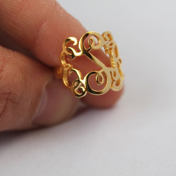 Perfect gift for bridesmaids! Handmade Monogram Ring Three Initial by JewelryGif
