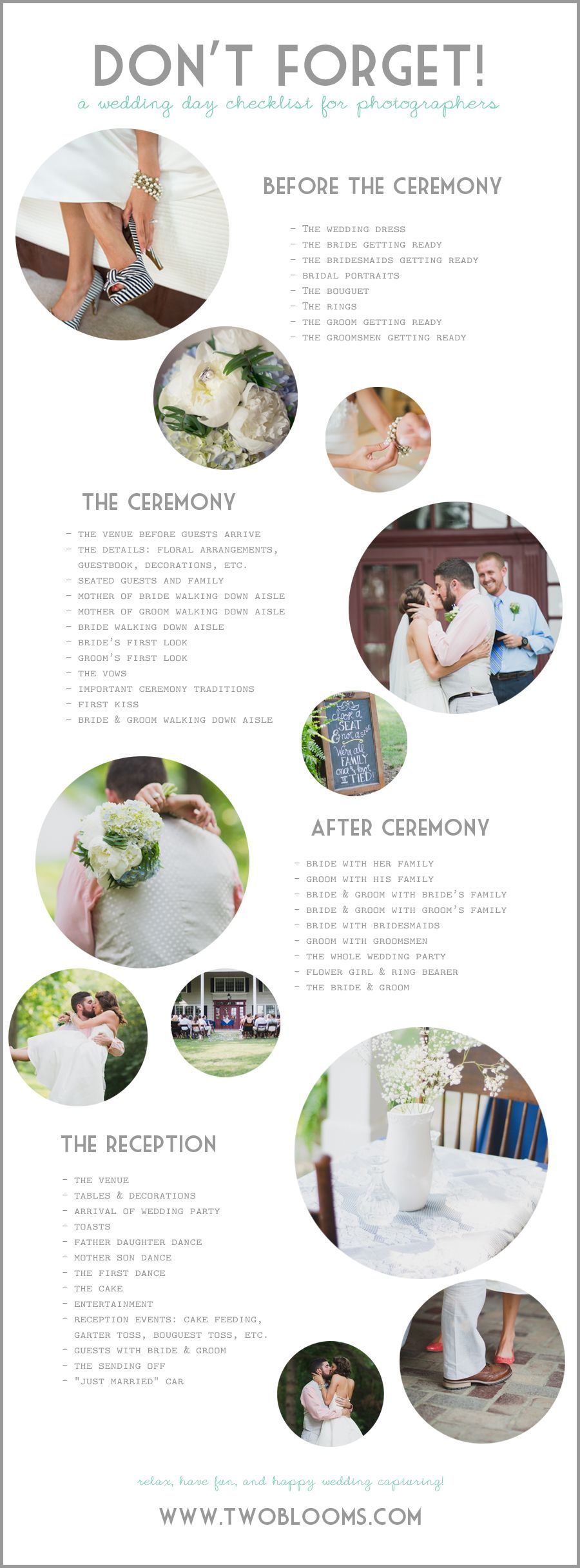 Photographers Wedding Day Checklist | Two Blooms-Lightroom Presets & Marketing T