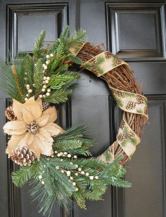 Rustic Evergreen and Burlap Christmas Wreath by ItsEssential
