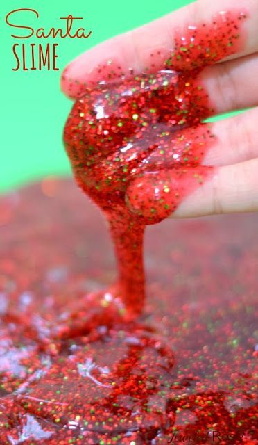 Santa Slime is super sparkly and smells just like Christmas….  Such a fun way