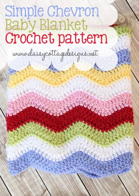 Simple Baby Blanket Crochet Pattern. Yarn brands/colors included.   #chevron #Cr