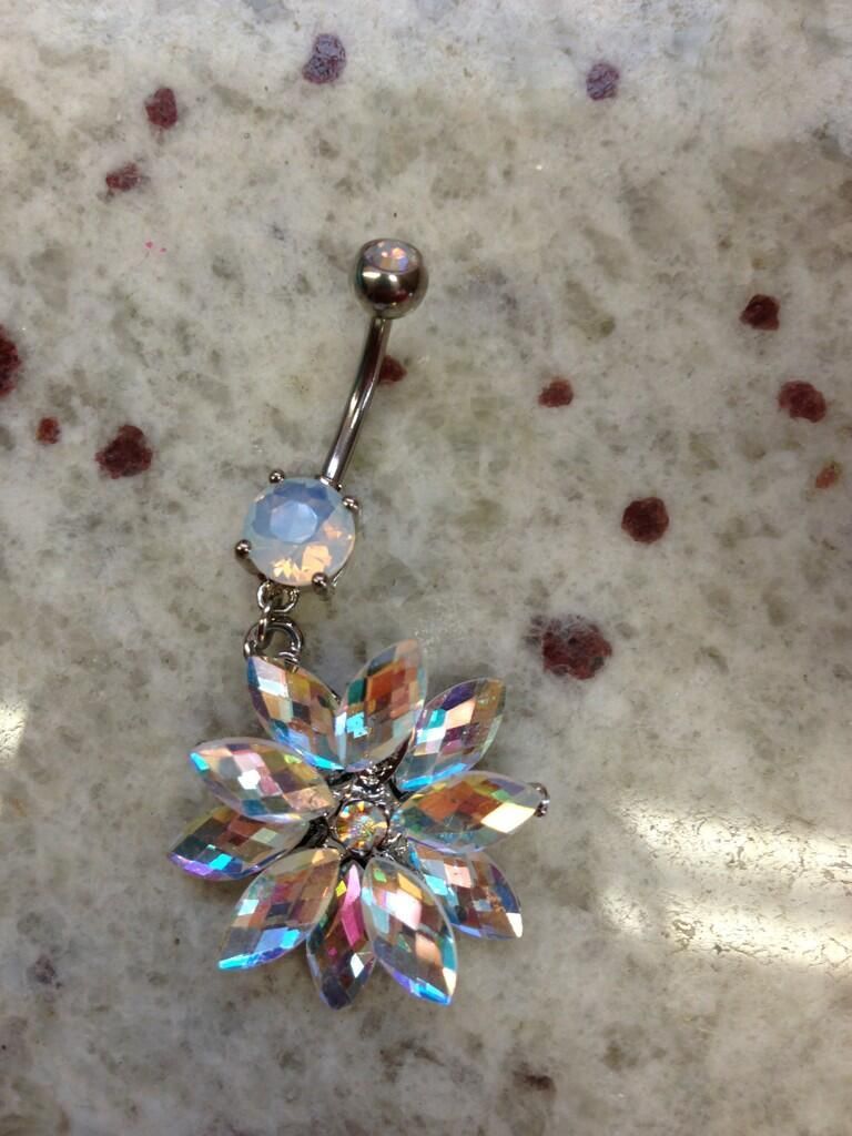 Stainless Steel Aurora Borealis Crystal Belly Ring #bellyring #piercing #Bodycan