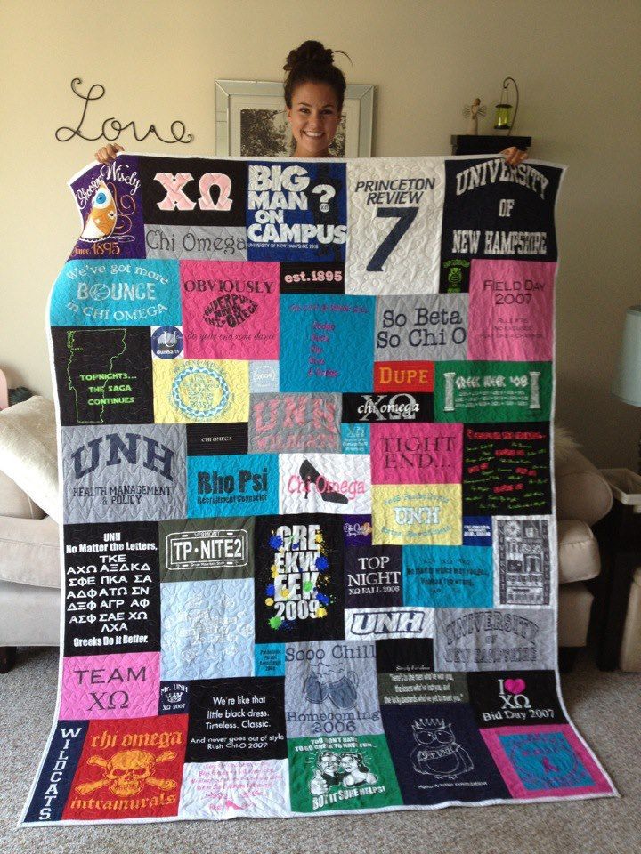 T-shirt quilt that is not even blocks and rows. This is what I want my t-shirt q