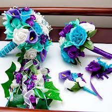 turquoise and purple wedding – loooove these colors together…. Maybe a tiny sp