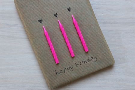 Use birthday candles to brighten up a present wrapped in Kraft paper