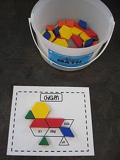 use pattern blocks in reading :) put sight words on spaces. Kids have to take tu