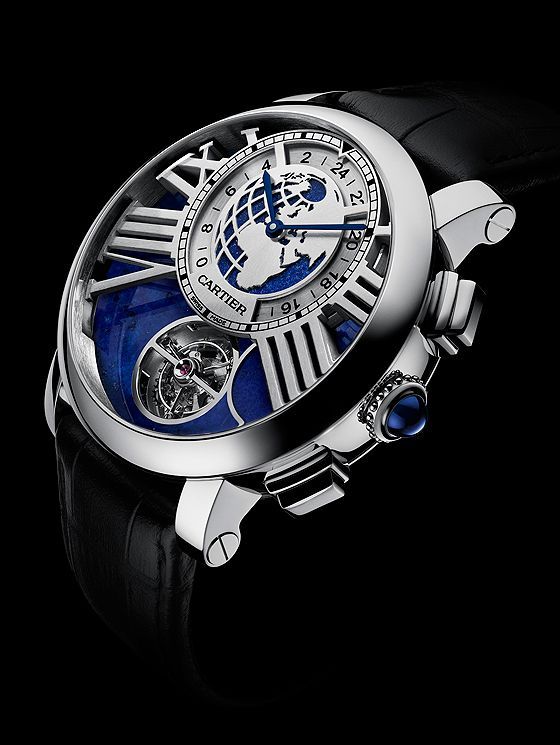 With its bright blue dial and 47-mm platinum case, the Earth and Moon is not for