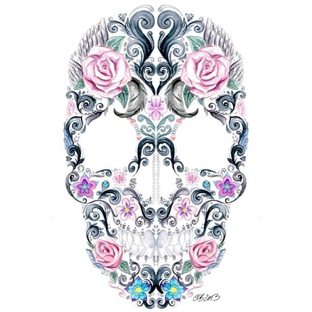.@art_collective | Pretty Skull #painting by @Charlotte Willner Willner Celius B