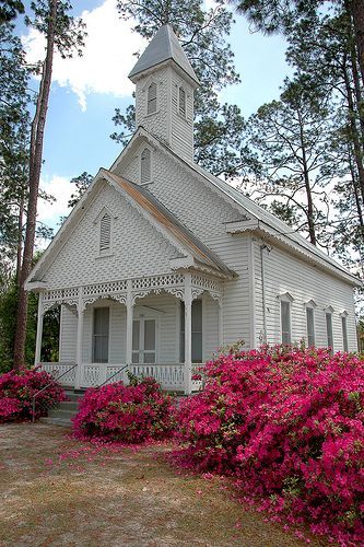 Beautiful country church with azaleas in full bloom…..