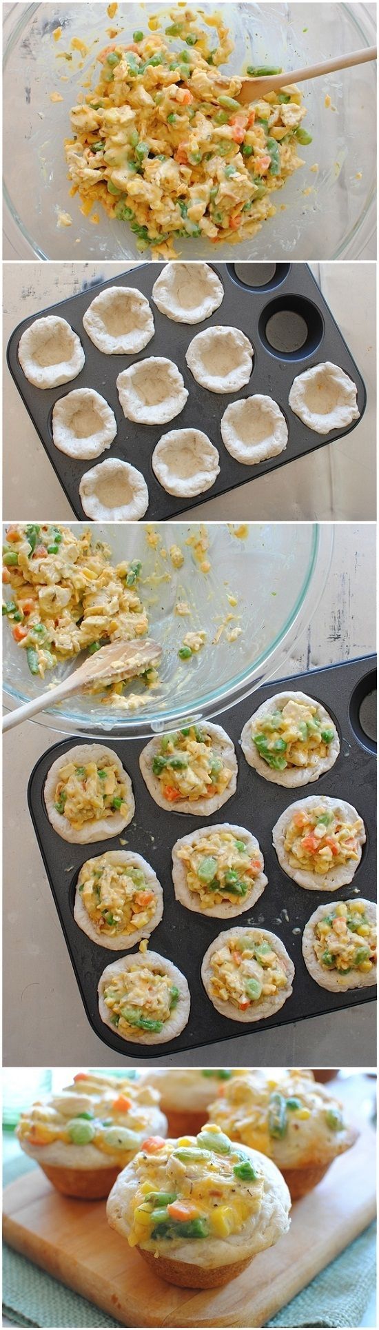 Chicken Pot Pie Cupcakes I would like to use crescent rolls or the flakey biscui