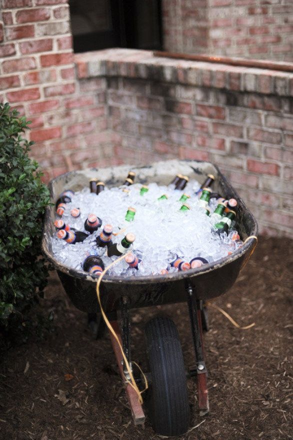 Cute wheelbarrow for drinks!  www.facebook.com/…