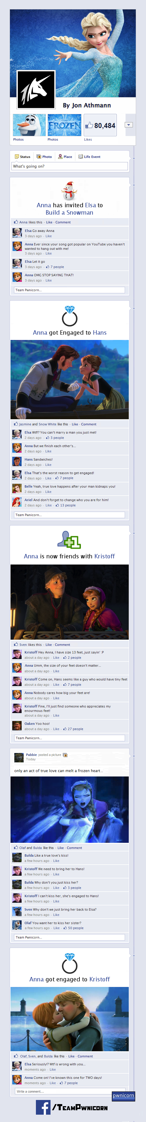 Frozen Told Through Facebook from Team Pwnicorn