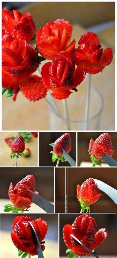 Get creative and turn your strawberries into roses! These would look so good in