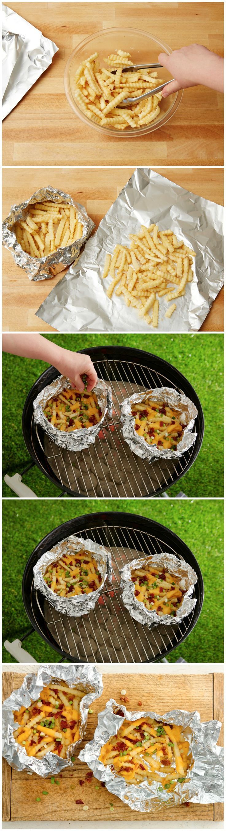 Grilled Foil-Pack Cheesy Fries – Fr