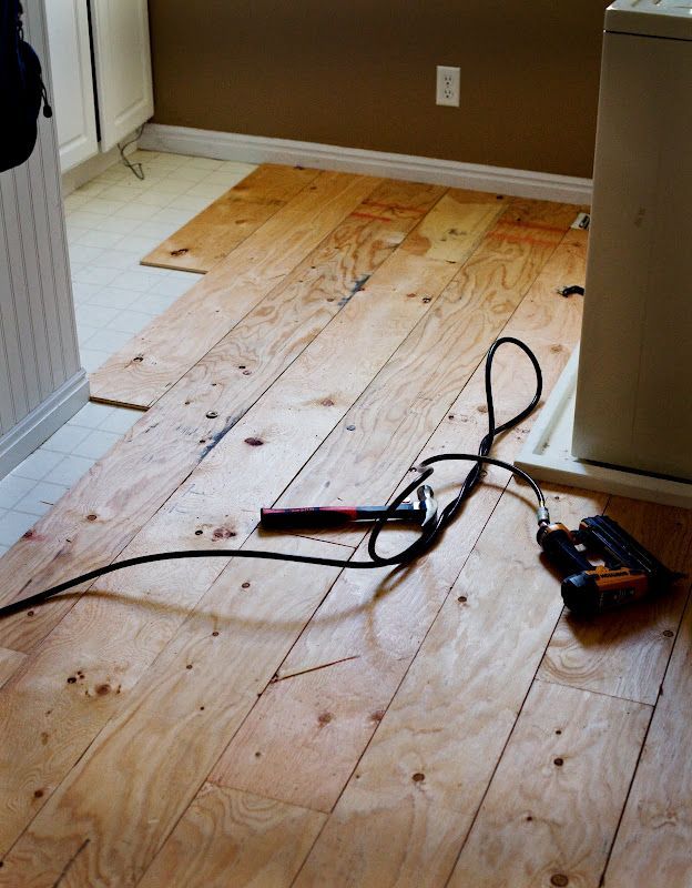 Plywood floor. Inexpensive paintable floor.