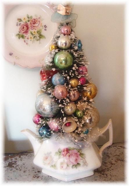 Vintage display of a Christmas tree