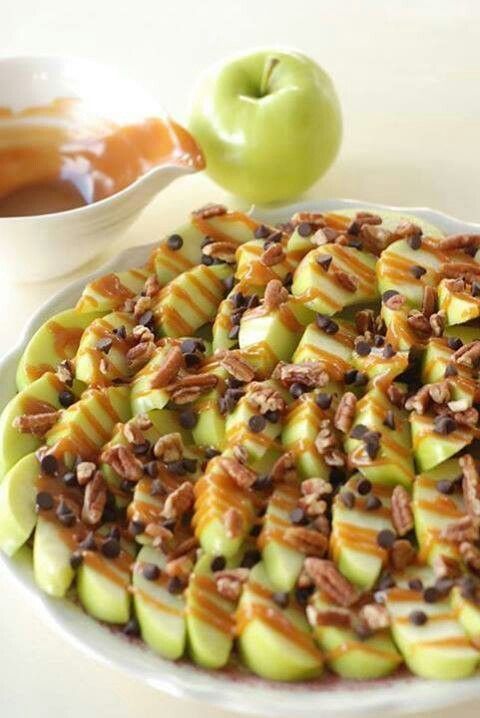 Apples, caramel, and chocolate chip