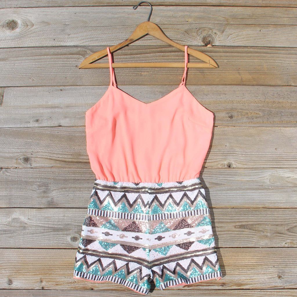 Crystal Wishes Romper in Peach, Swe
