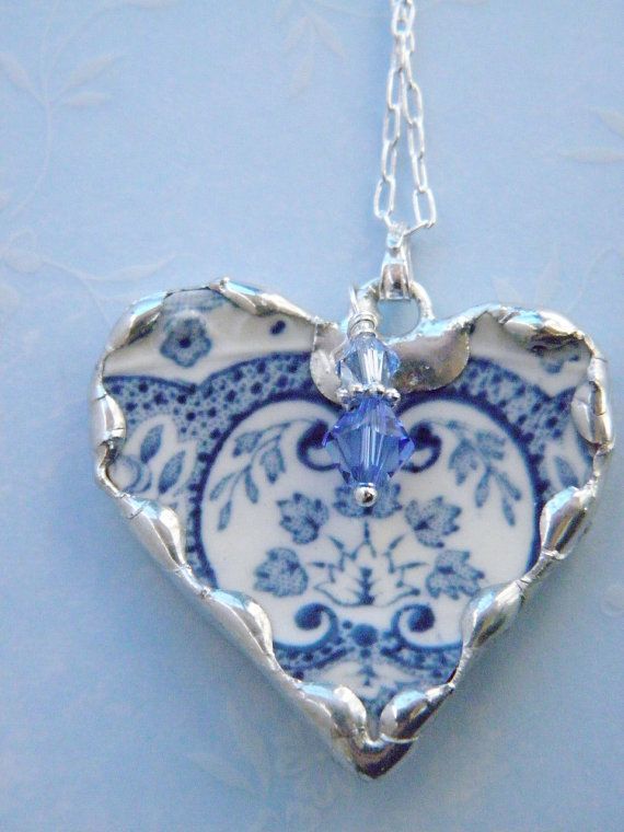 Broken China Jewelry Light Blue Tra