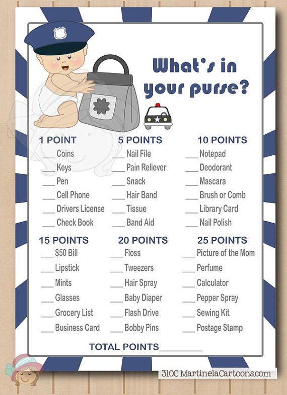 Police baby shower game, wh